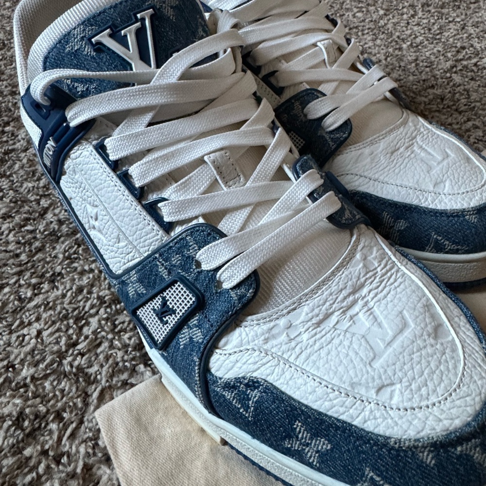 Louis Vuitton Denim Blue and White Monogram Sneakers